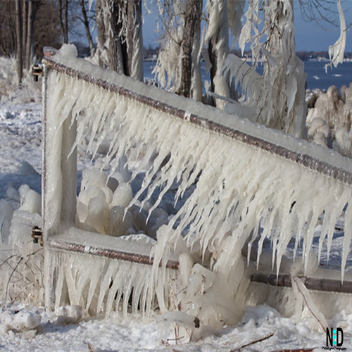 Menominee Michigan Icy Shoreline