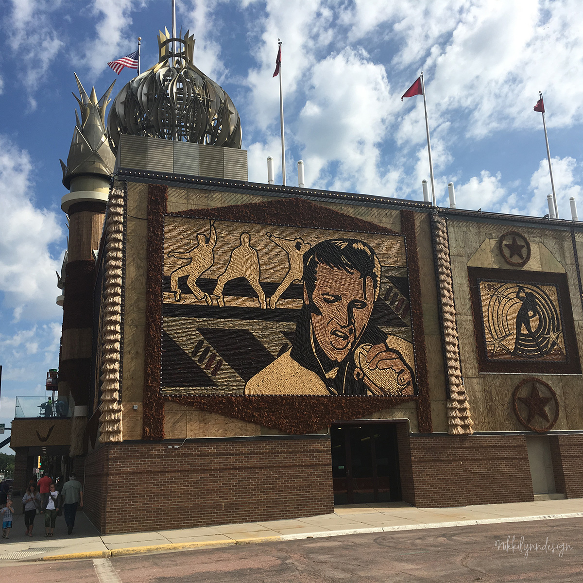 Corn Palace exterior mural made of corn and grains in Mitchell South Dakota.