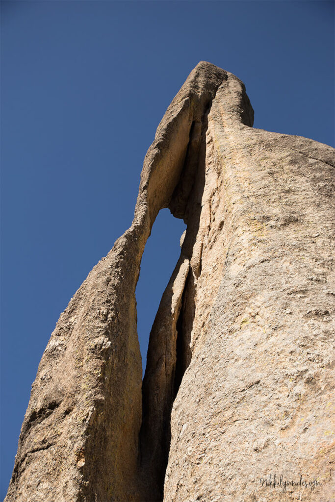 Granite needle rock formation along Needles Highway in Custer State Park, South Dakota