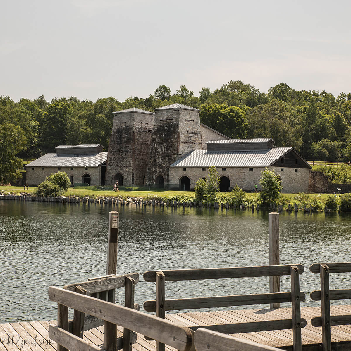 Fayette Historic Townsite blast furnace and harbor in Michigan State Park