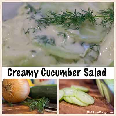 Simple Creamy Cucumber Salad - This light and refreshing Simple creamy cucumber salad is infused with a lemon kick. Perfect to use those fresh garden cucumbers, onions and dill.