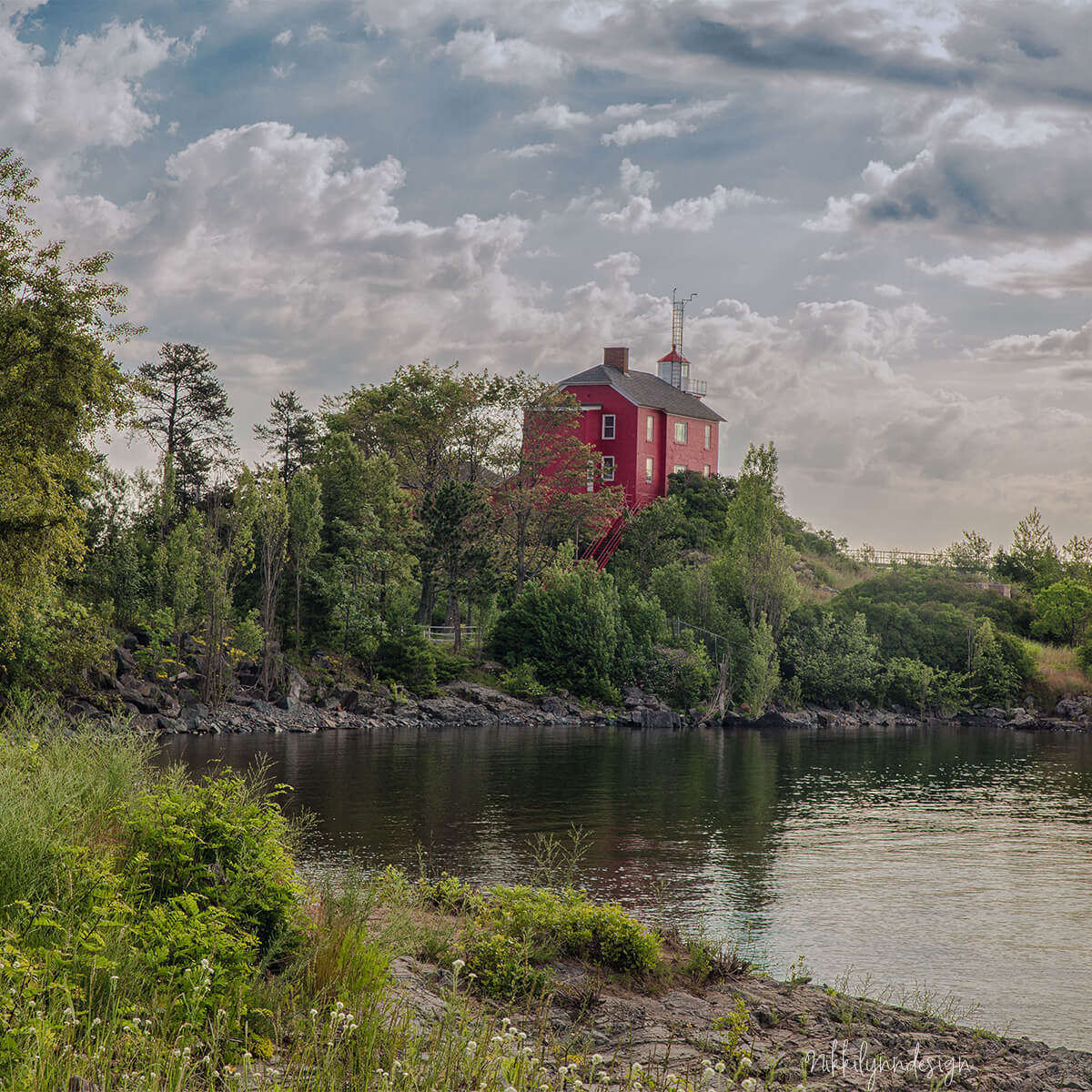Big Red Lighthouse in Marquette Michigan on Lake Superior