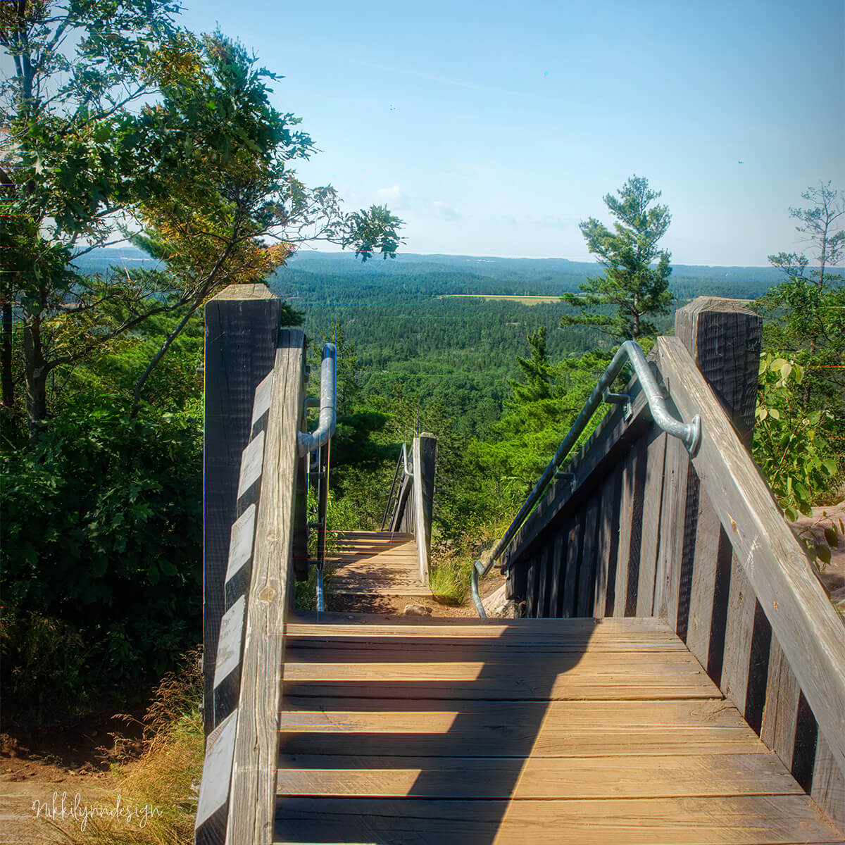 Sugarloaf Mountain overlook stairs and platform in Marquette Michigan