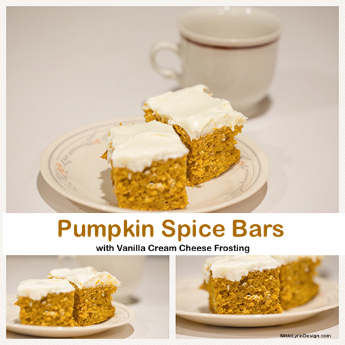 Pumpkin Spice Bars With Vanilla Cream Cheese Frosting