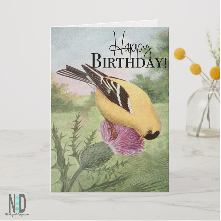 American Goldfinch Happy Birthday Card